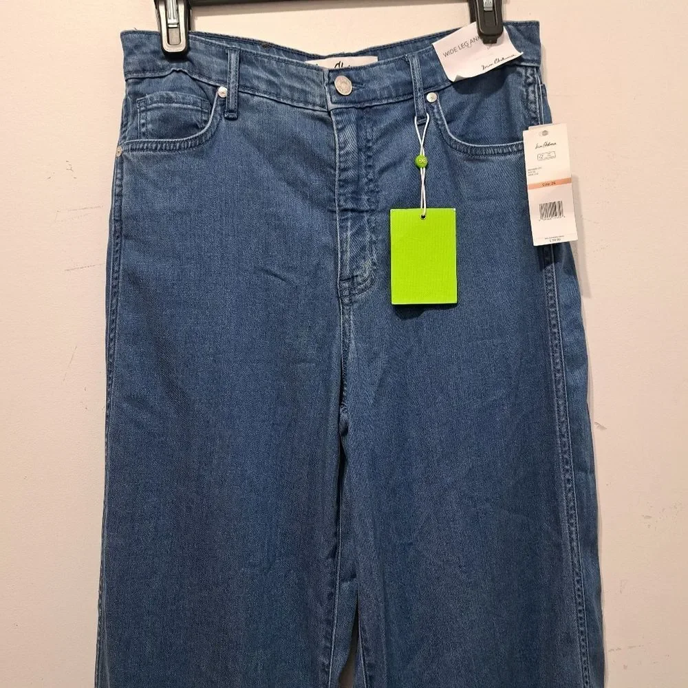 Sam Edelman High Rise Cuffed Boho Wide Leg Denim Jeans Mystic Size 26 NWT
